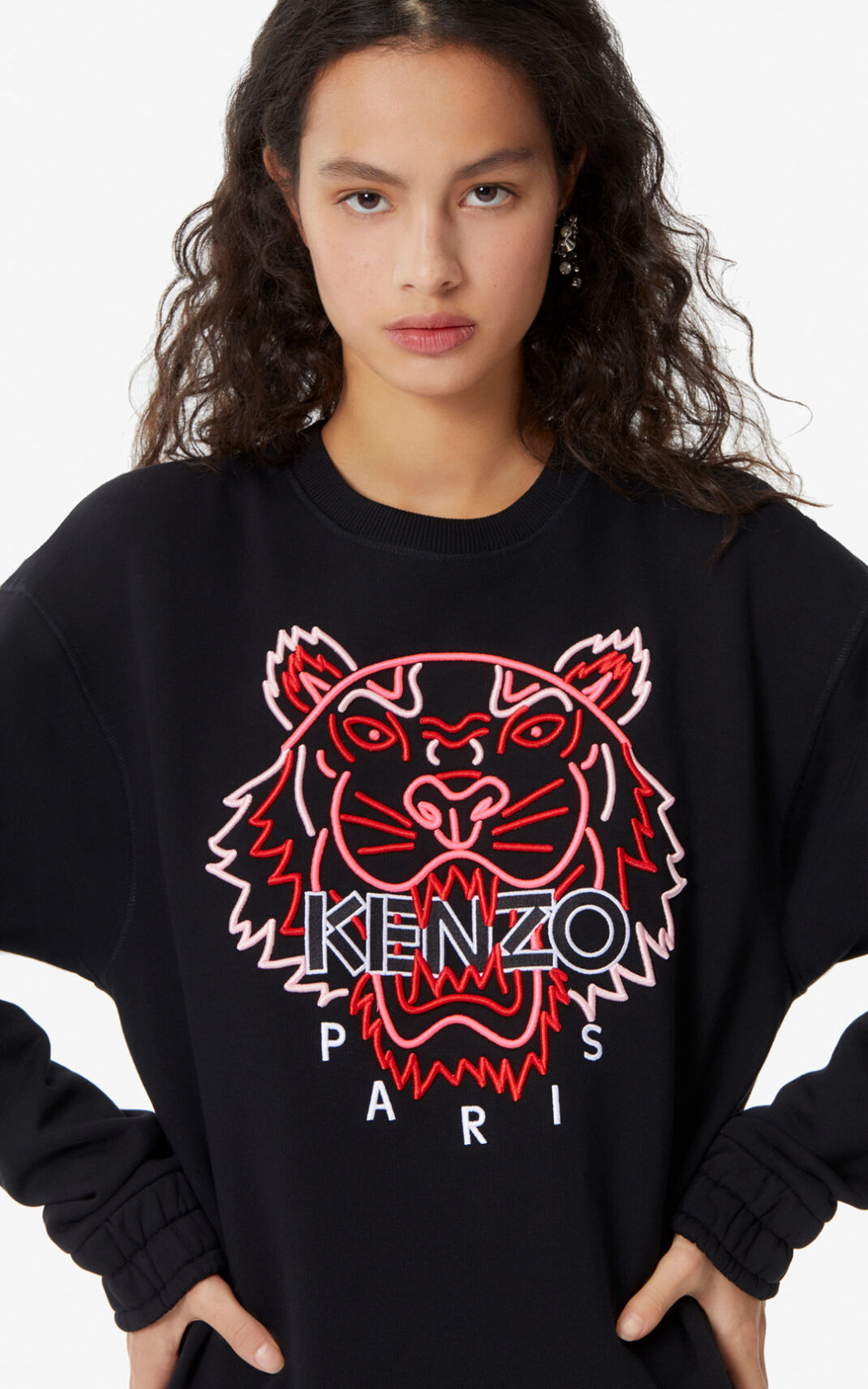 Sweat Kenzo Femme Neon Tiger Noir PEDBG-6397